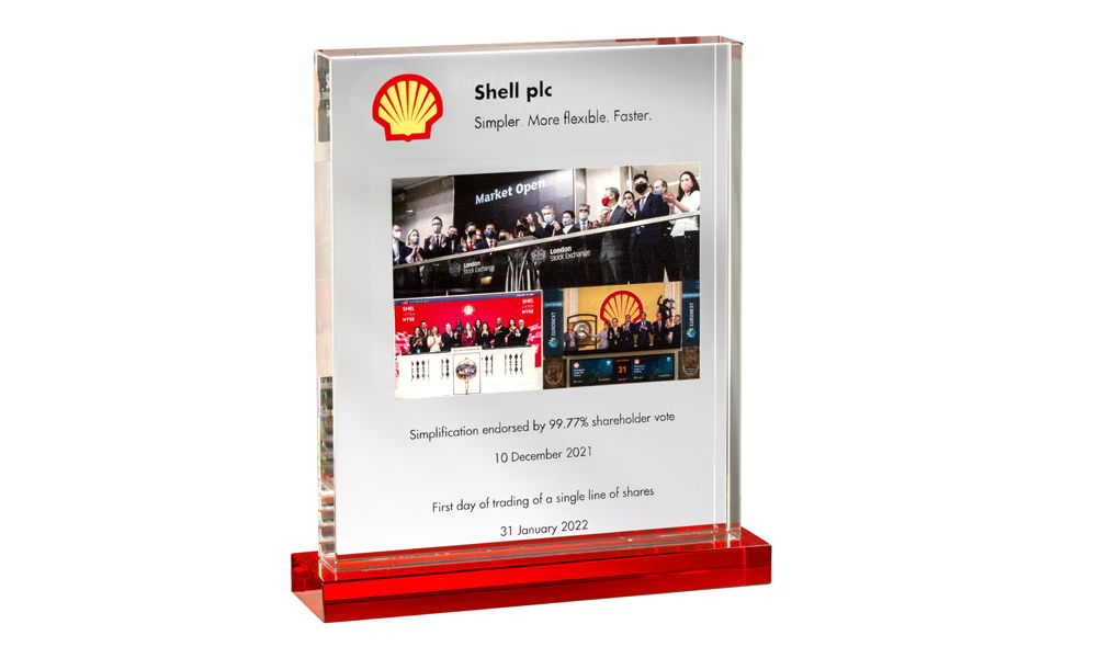 Custom Corporate Awards: Shell Exchange Bell Ringing Commemorative